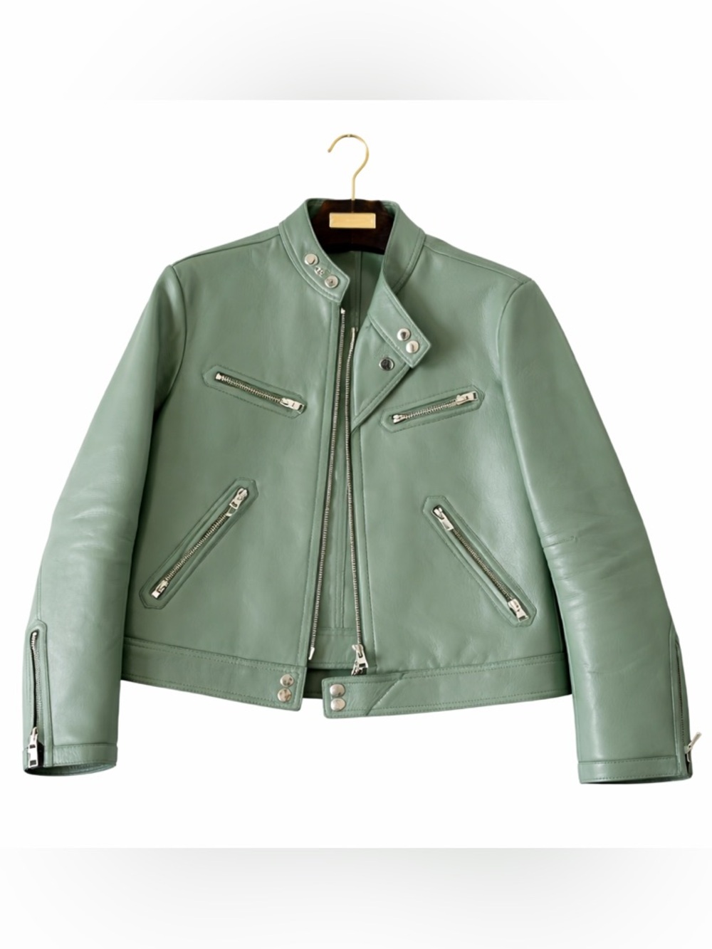 Tom Ford Green Leather Biker Jacket